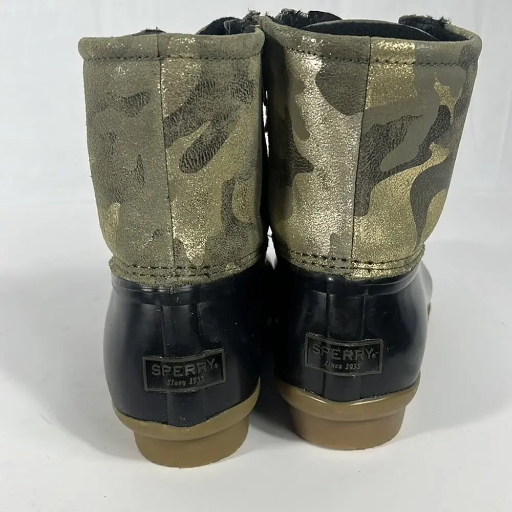 Sperry Top-Sider Saltwater WMNS‎ Duck Metallic Olive Camo Boot STS86694.